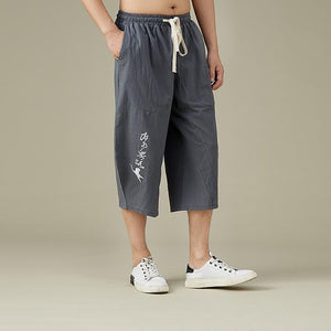 Ancient text design linen harem pants