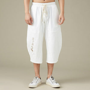 Ancient text design linen harem pants