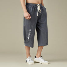 Load image into Gallery viewer, Ancient text design linen harem pants