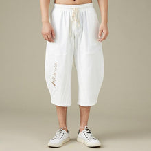 Load image into Gallery viewer, Ancient text design linen harem pants