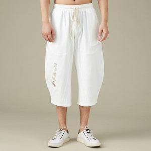 Ancient text design linen harem pants