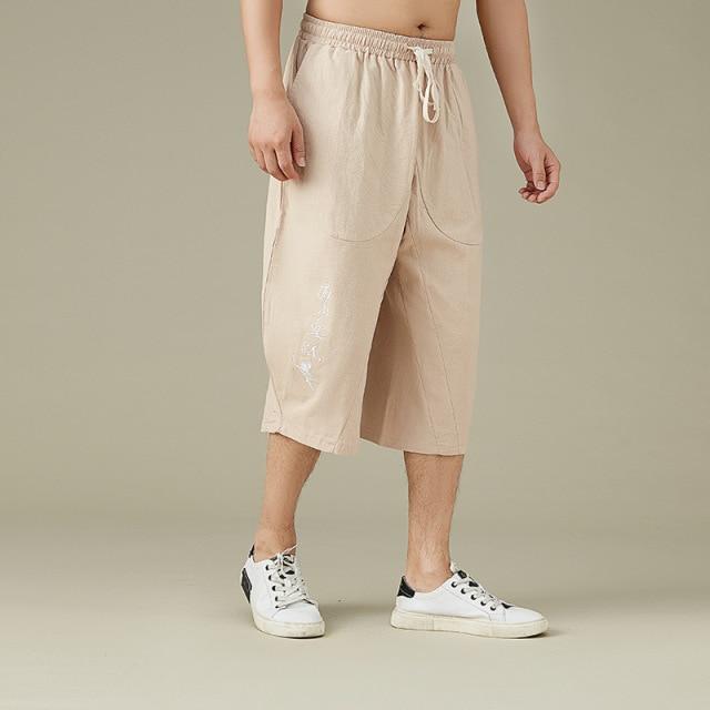 Ancient text design linen harem pants