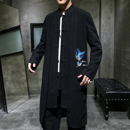 Ice blue crane trench jacket