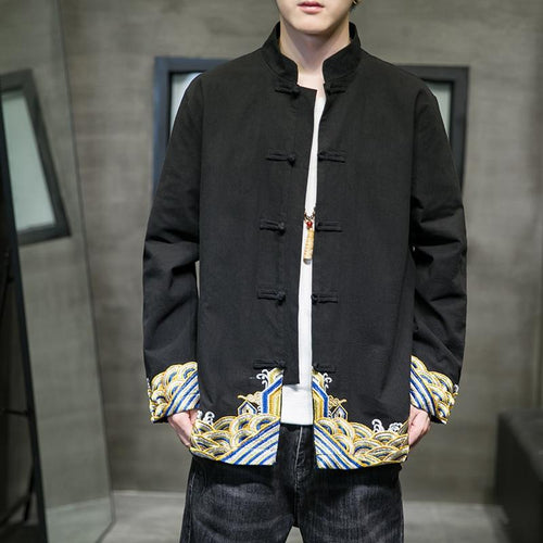 Embroidery golden wave Tang jacket