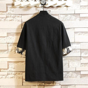 Half button single crane Tang shirt