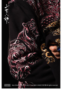 Hyper premium vibrant stencil embroidery dragon hoodie jacket
