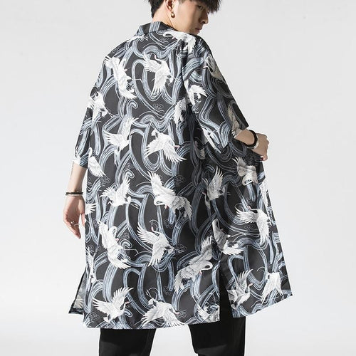 Ice crane long kimono