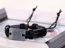 Load image into Gallery viewer, Zodiac alloy plate leather bracelet