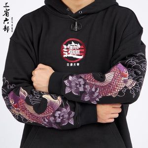 Hyper premium embroidery lotus carp hoodie