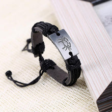 Load image into Gallery viewer, Zodiac alloy plate leather bracelet