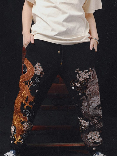 Hyper premium twin dragon embroidery pants