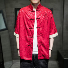 Load image into Gallery viewer, Vibrant short sleeve dragon Tang Dynasty shirt