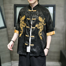 Load image into Gallery viewer, Double golden dragon Tang dynasty shirt