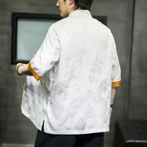 Double golden dragon Tang dynasty shirt