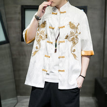 Load image into Gallery viewer, Double golden dragon Tang dynasty shirt