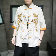 Load image into Gallery viewer, Double golden dragon Tang dynasty shirt