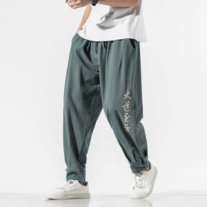 Solid kanji harem pants