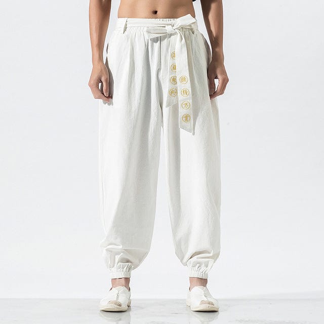 Baggy Elastic Harem Mens Wide Cotton Pants Trousers Linen Casual Leg Loose  W ） | eBay