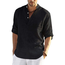 Load image into Gallery viewer, Chubu casual solid linen half button shirt
