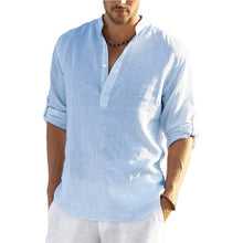 Load image into Gallery viewer, Chubu casual solid linen half button shirt