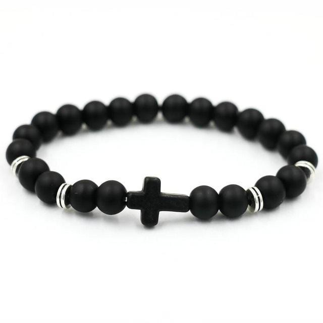 Cross design bead stone bracelet