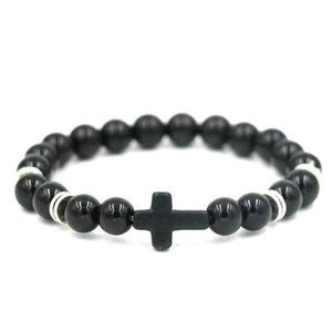 Cross design bead stone bracelet