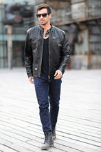 Load image into Gallery viewer, Genuine sheepskin skin motorcycle jacket
