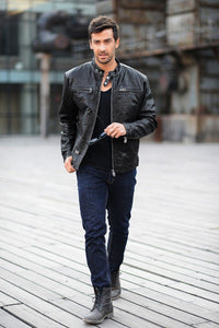 Genuine sheepskin skin motorcycle jacket