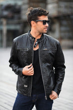 Load image into Gallery viewer, Genuine sheepskin skin motorcycle jacket