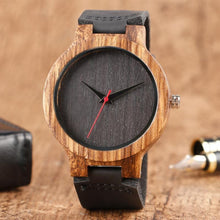 Load image into Gallery viewer, Wooden analog watch red hand