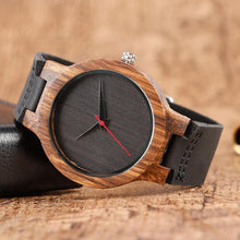 Load image into Gallery viewer, Wooden analog watch red hand