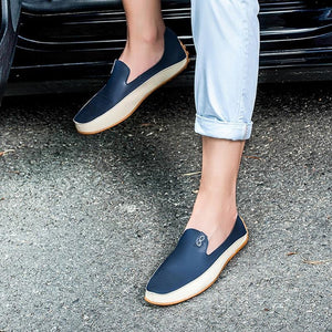 Men's leather loafers blue/beige