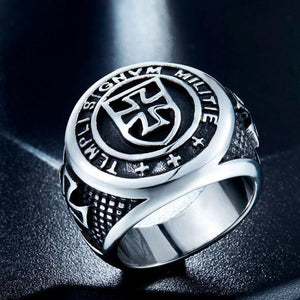 Vintage stainless steel templar knight ring