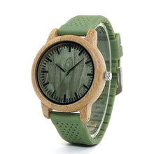 Load image into Gallery viewer, Wooden analog watch green strap