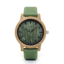 Load image into Gallery viewer, Wooden analog watch green strap