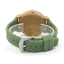 Load image into Gallery viewer, Wooden analog watch green strap