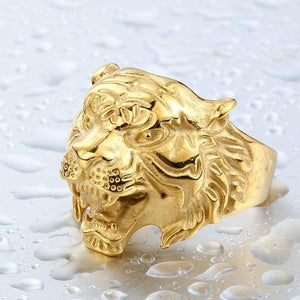 Fierce titanium tiger head alloy ring