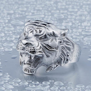 Fierce titanium tiger head alloy ring