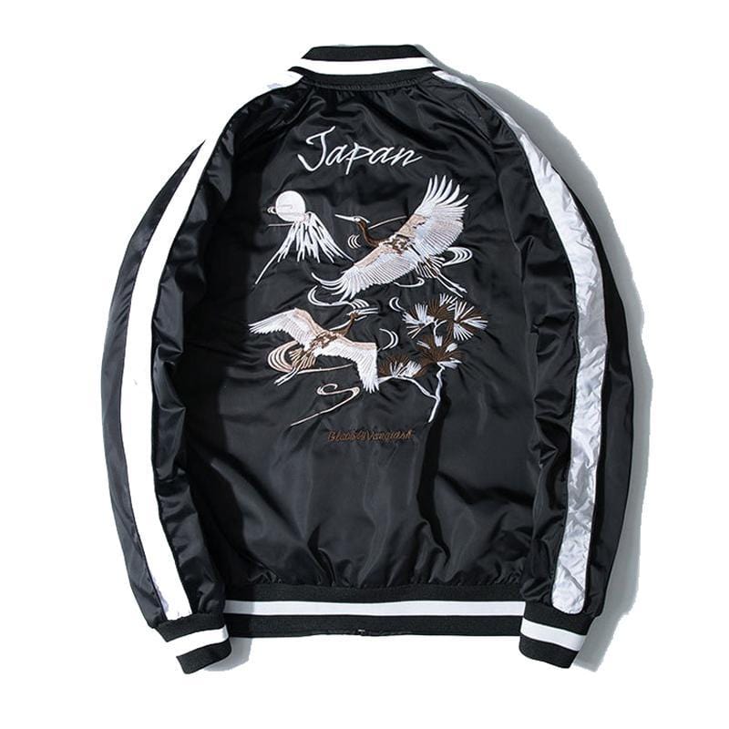 Japan crane embroidery sukajan jacket