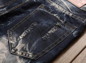 Bleach Ripped embroidery designer denim jeans