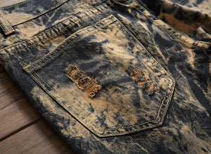 Bleach Ripped embroidery designer denim jeans