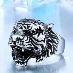 Fierce titanium tiger head alloy ring