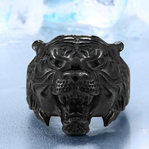 Fierce titanium tiger head alloy ring