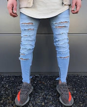 Load image into Gallery viewer, Men&#39;s distressed skinny jeans
