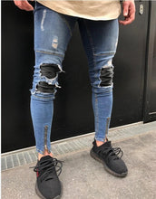 Load image into Gallery viewer, Distressed biker skinny jeans zipper leg Ver. 2