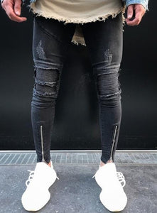 Distressed biker skinny jeans zipper leg Ver. 2