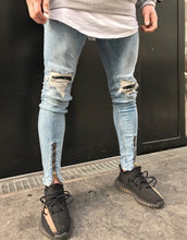 Load image into Gallery viewer, Distressed biker skinny jeans zipper leg Ver. 2