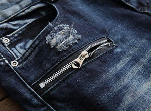 Zipper motorcycle denim jeans