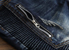 Load image into Gallery viewer, Zipper motorcycle denim jeans