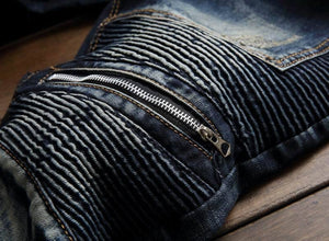 Zipper motorcycle denim jeans